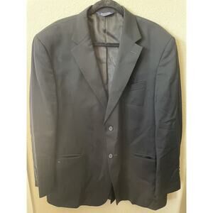 Stafford Black Lined Wool Standard Notch 2 Button Men's Sports Coat Size 46 R